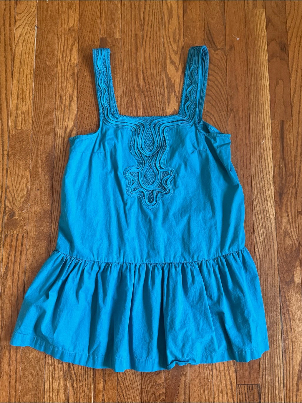 Anthropologie Turquoise Embellished Sleeveless Peplum Dress